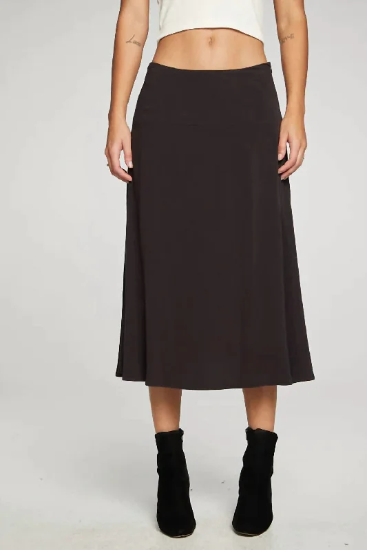 Classic bodycon dress for women with timeless design and versatile styling -Flouncy Side Slit Midi Skirt In Phantom