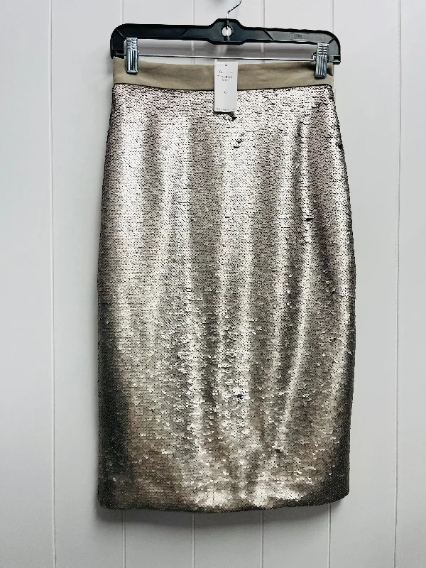 Patterned skirts with bold stripe accents -Skirt Midi By Banana Republic In Silver, Size: 0