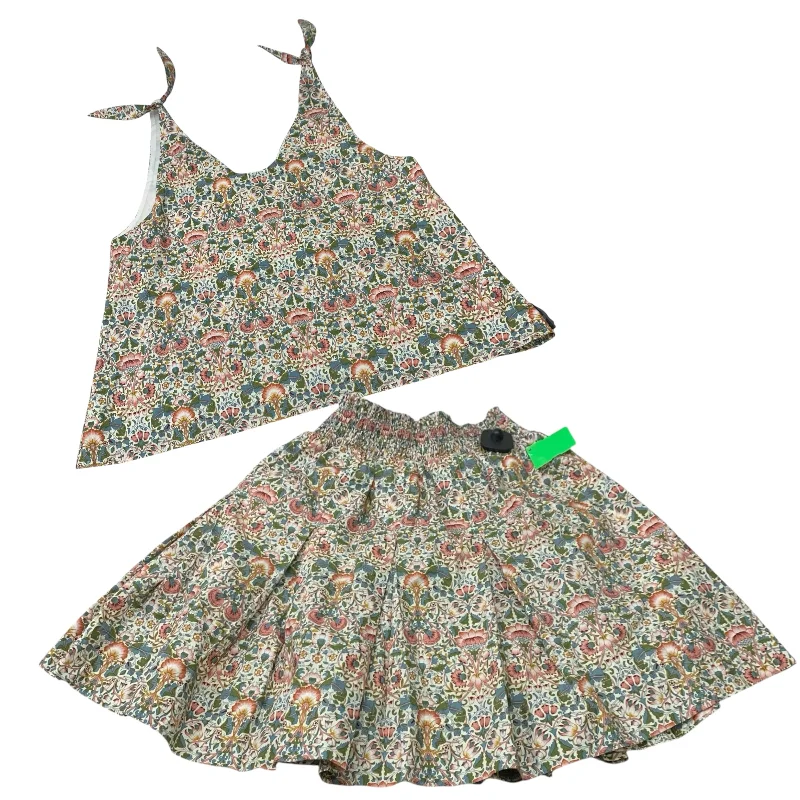 Cute denim skirts for youthful cool -Skirt Set 2pc By Buru In Floral Print, Size: M