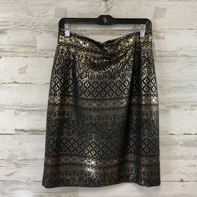 Patterned skirts with geometric print edge -Skirt Mini & Short By Antonio Melani In Black & Gold, Size: 8