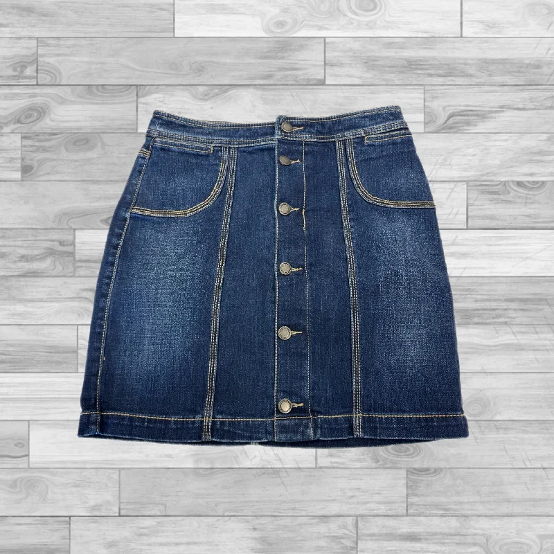 Trendy skirts with asymmetrical hem lines -Skirt Mini & Short By Christopher And Banks In Blue Denim, Size: 4