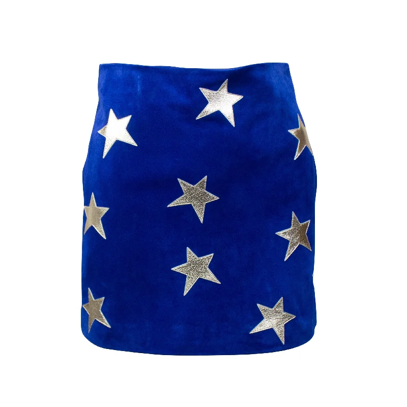 Long-sleeve bodycon dress for women with elegant design and sophisticated look -YSL-XBTM-0004/38 572138YC2XI4185 Blue Saint Laurent Star Suede Mini Skirt