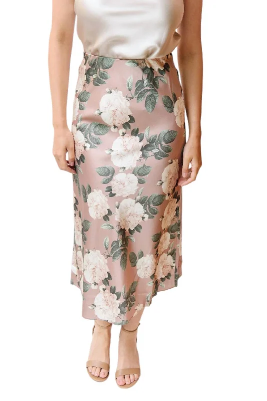 Bodycon dress for women with floral accents and romantic style -Aviva Floral Midi Skirt In Gardenia