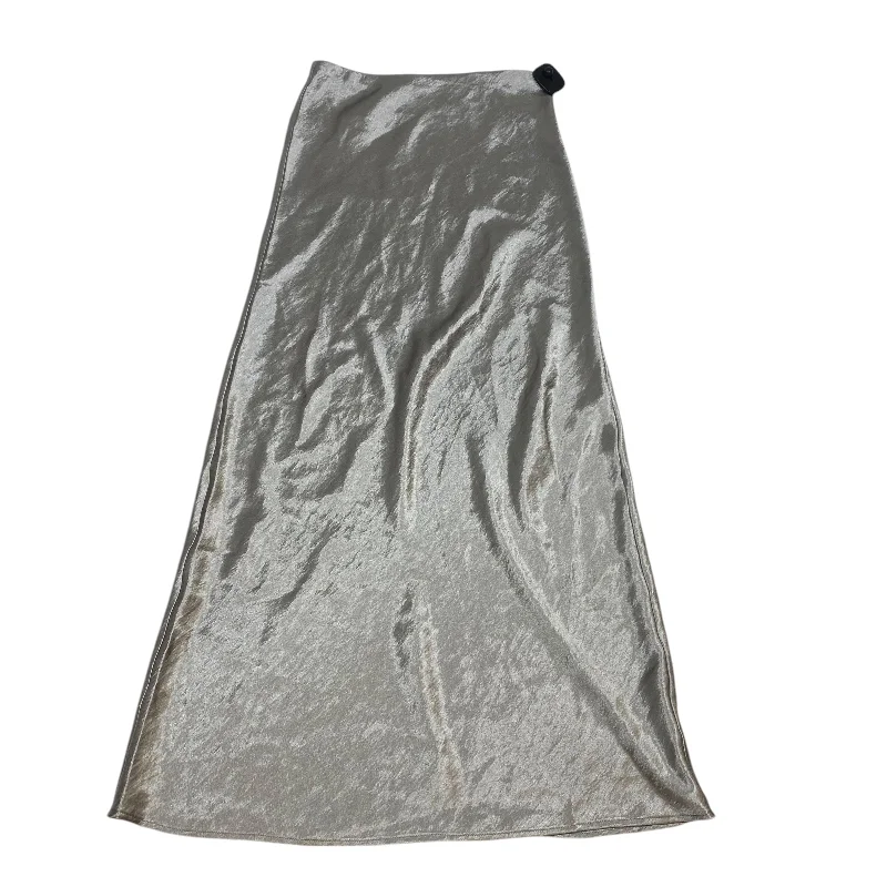 High-waisted denim skirts for cool lift -Skirt Maxi By Vestique In Silver, Size: M