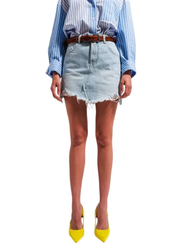 Jean Mini Skirt In Washed Blue