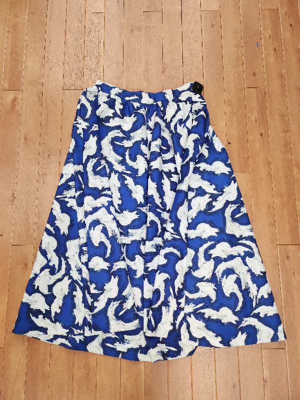 Patterned skirts with geometric print edge -Skirt Maxi By H&m In Blue & White, Size: 14