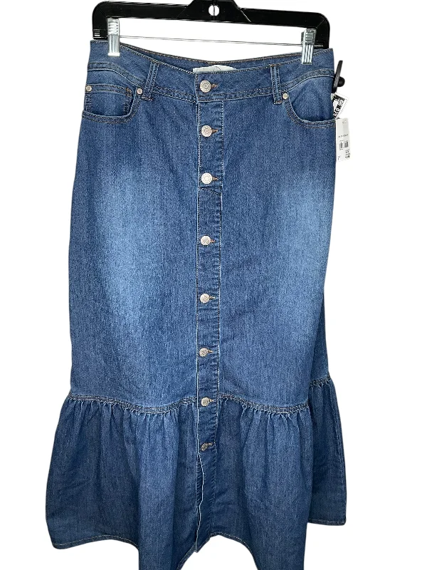 Designer skirts with premium fabric finish -Skirt Midi By Cato In Blue Denim, Size: 8