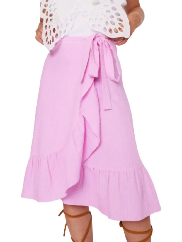 Peplum bodycon dress for women with flared details and feminine flair -Mid Long Knot Skirt In Pink Bonbon