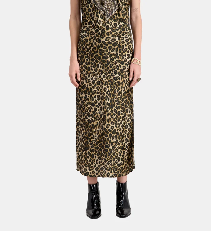 Bodycon dress for women with asymmetrical hemline and edgy look -Long Printed Silk Skirt