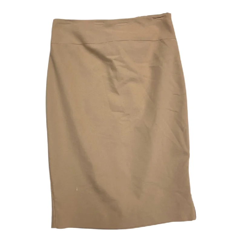 High-waisted denim skirts for cool lift -Skirt Midi By Express In Tan, Size: M