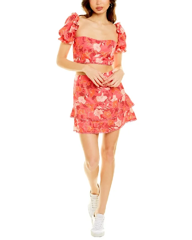 Sexy bodycon dress for women with figure-hugging silhouette and bold design -To My Lovers 2pc Floral Top & Mini Skirt Set