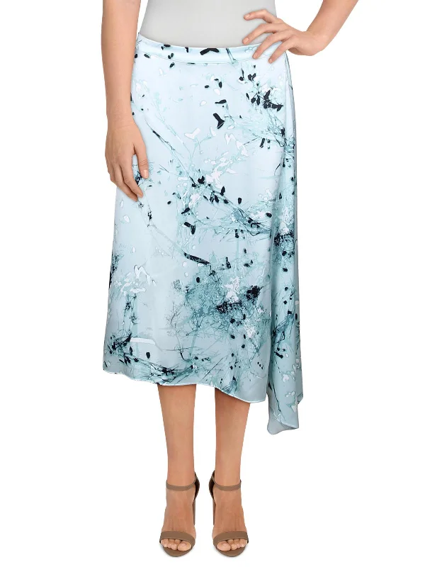 Loose bodycon dress for women with relaxed fit and soft fabric -Womens Printed Asymmetric A-Line Skirt