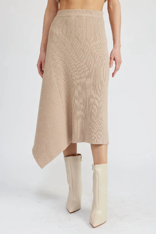 Elaine Ribbed Maxi Skirt In Taupe