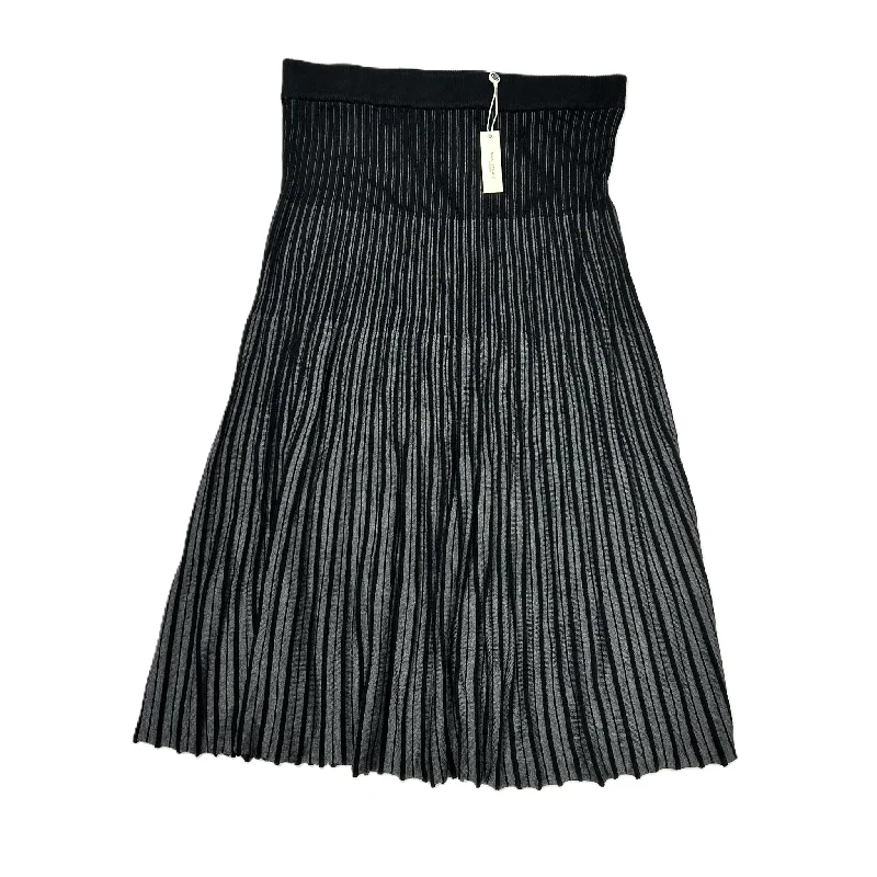 Ruffled midi skirts for delicate feminine touch -Skirt Midi By Max Studio In Black & Grey, Size: M