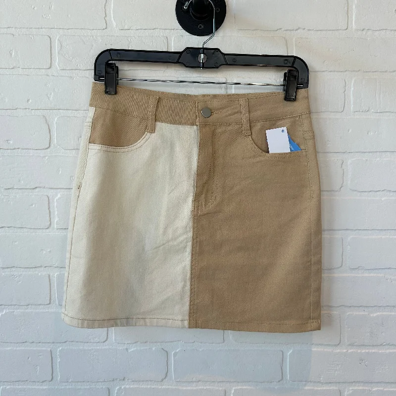 Casual skirts for effortless everyday wear -Skirt Mini & Short By BAILEY ROSE In Cream & Tan, Size: 4