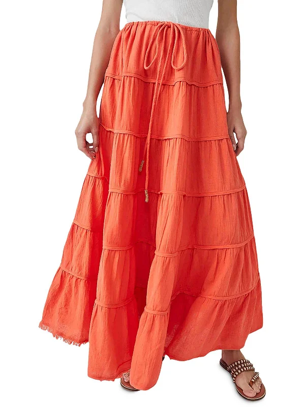 Smitten Womens Tiered Cotton Maxi Skirt