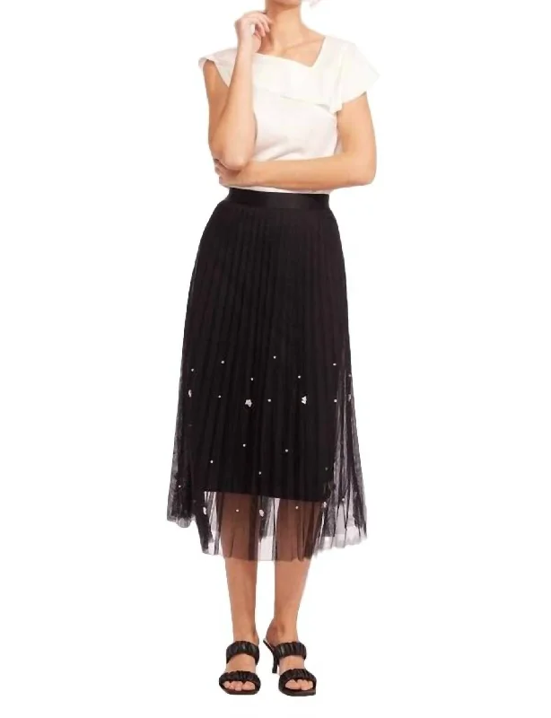 Strappy bodycon dress for women with bold straps and body-hugging design -Lila Pearl Tulle Skirt In Black