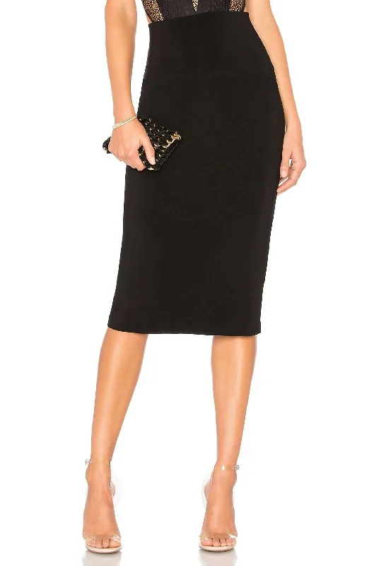 Cowl neck bodycon dress for women with draped fabric and figure-flattering fit -Straight Skirt In Black