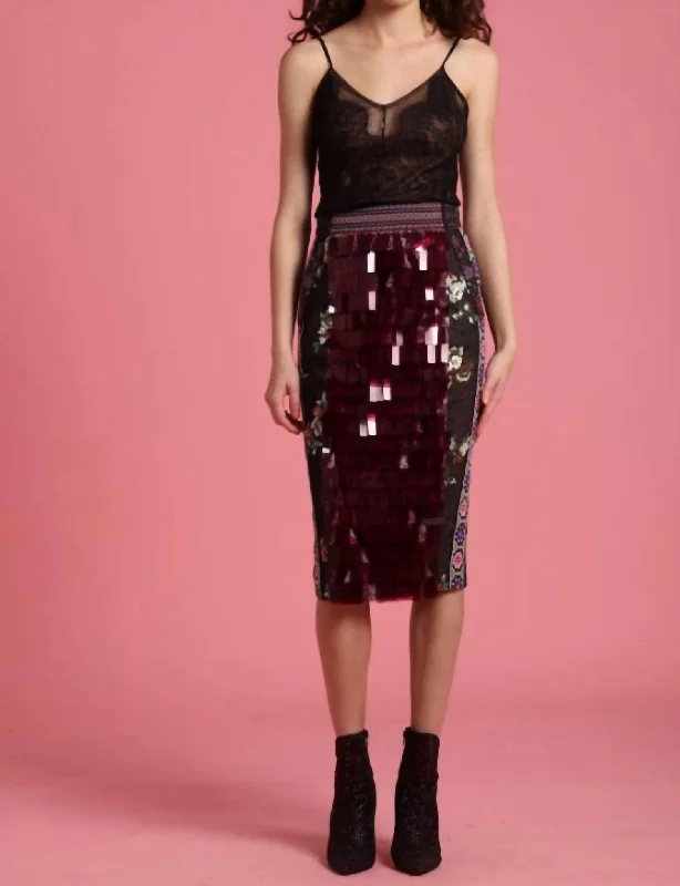 Sheer bodycon dress for women with light fabric and daring look -Sequined Tile Skirt In Pink