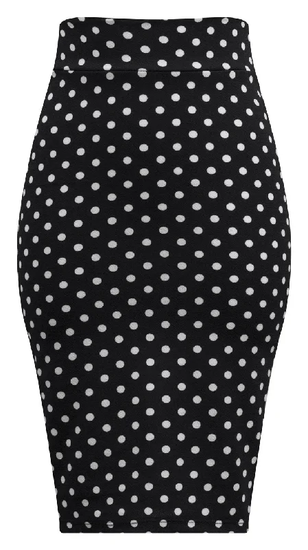 Ribbed bodycon dress for women with textured fabric and casual elegance -Polka Dot Pencil Wiggle Skirt