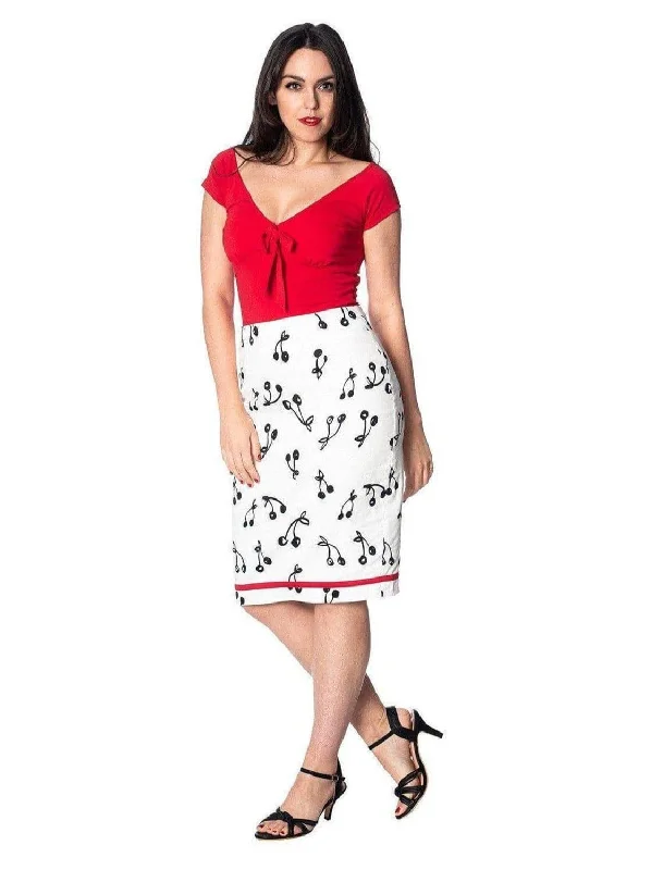 Strappy bodycon dress for women with bold straps and body-hugging design -CHERRY POP PENCIL SKIRT