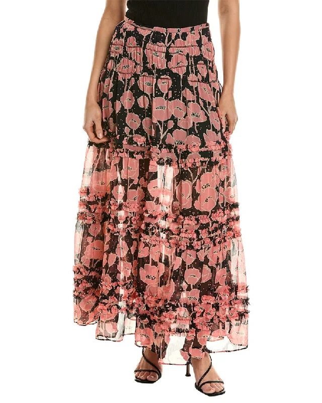 Off-shoulder bodycon dress for women with chic neckline and elegant silhouette -Ted Baker Micro Ruffle Tiered Midi Skirt