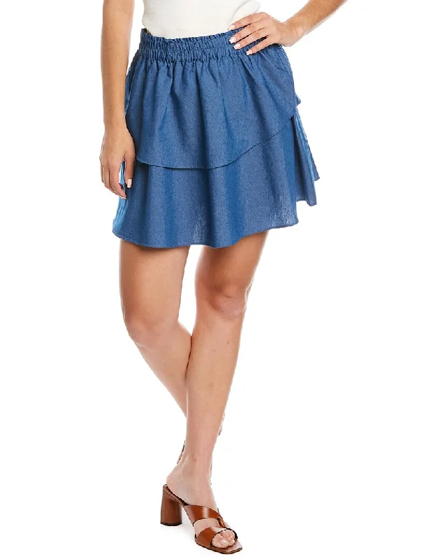 1.STATE Elastic Waist Double Layer Mini Skirt