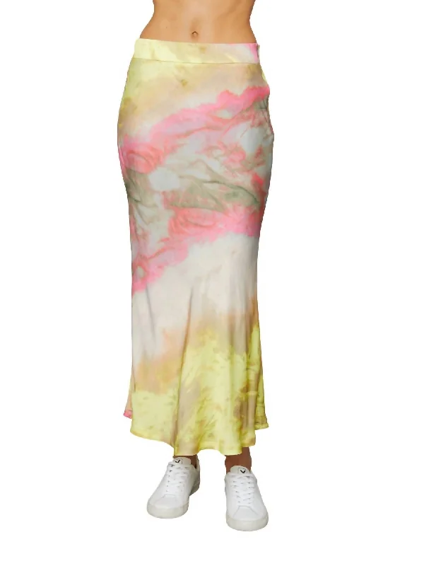 Plus-size bodycon dress with waist-cinching design and flattering shape -Clapton Skirt In Pink Citron Tie Dye