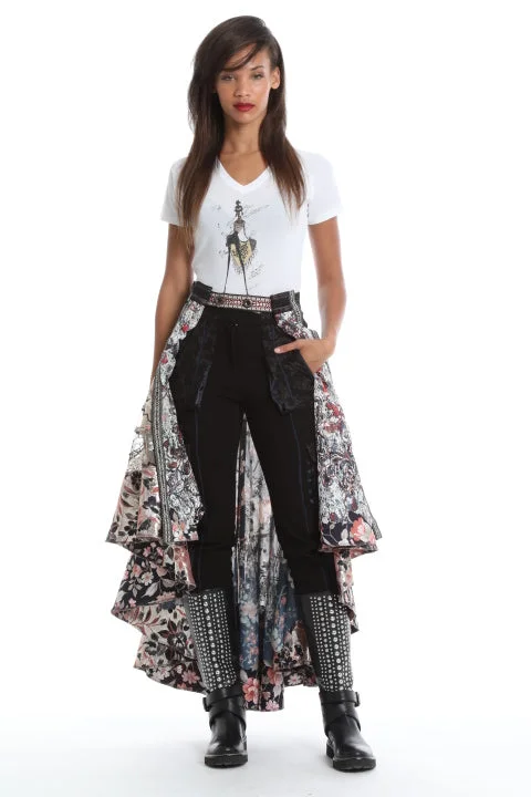 Casual cotton skirts for laid-back days -Convertible Embroidered Lace High Low Skirt