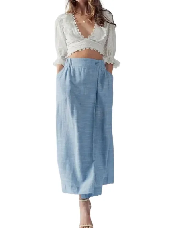 Sydney Wrap Around Maxi Skirt In Blue