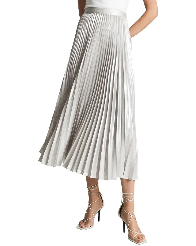 Textured bodycon dress for women with patterned fabric and chic finish -Reiss Elle Metallic Pleat Skirt