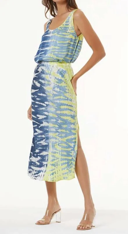 Fitted bodycon dress for women with seamless style and sleek silhouette -Felicity Skirt In Reef Wash Zest