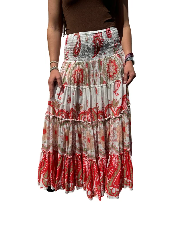 High-neck bodycon dress for women with sleek design and modern feel -Super Thrills Maxi Skirt In Red Sage Combo