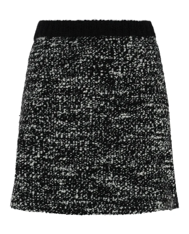 Oversized bodycon dress for women with relaxed fit and modern style -Patterned Wool Mini Skirt