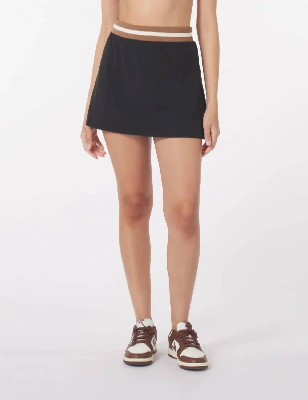 Socialite Contrast Skirt In Black/oatmilk/almond