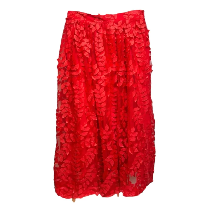 Lightweight skirts for warm weather comfort -Leaf Embroidered Skirt Maxi By Sunday In Brooklyn In Red, Size: L