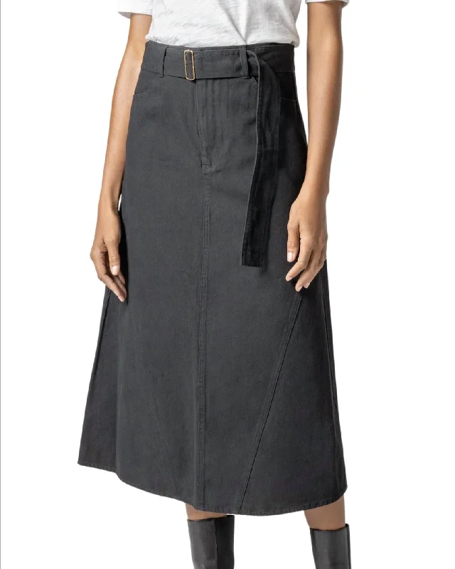 Pleated bodycon dress for women with soft pleats and flattering shape -Jean Skirt In Black