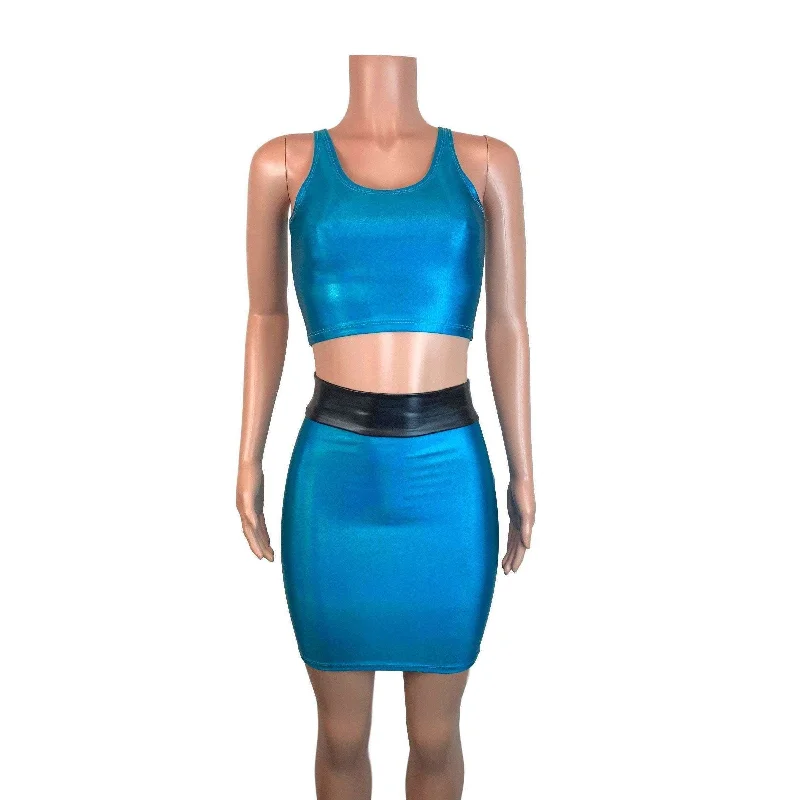 Plus-size bodycon dress for women with flattering fit and stylish design -PowerPuff Girls BUBBLES Costume W/ Blue Pencil Skirt and Crop Top