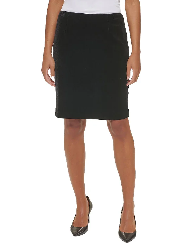 Womens Velvet Above Knee Pencil Skirt