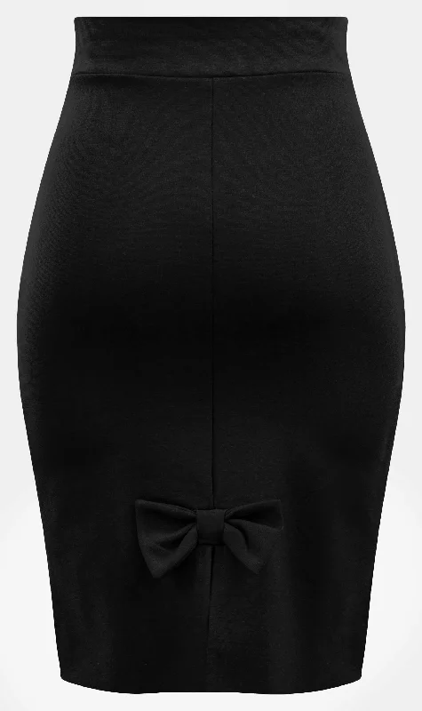 Formal bodycon dress for women with elegant cut and sophisticated look -Bow Back Pencil Skirt in Black