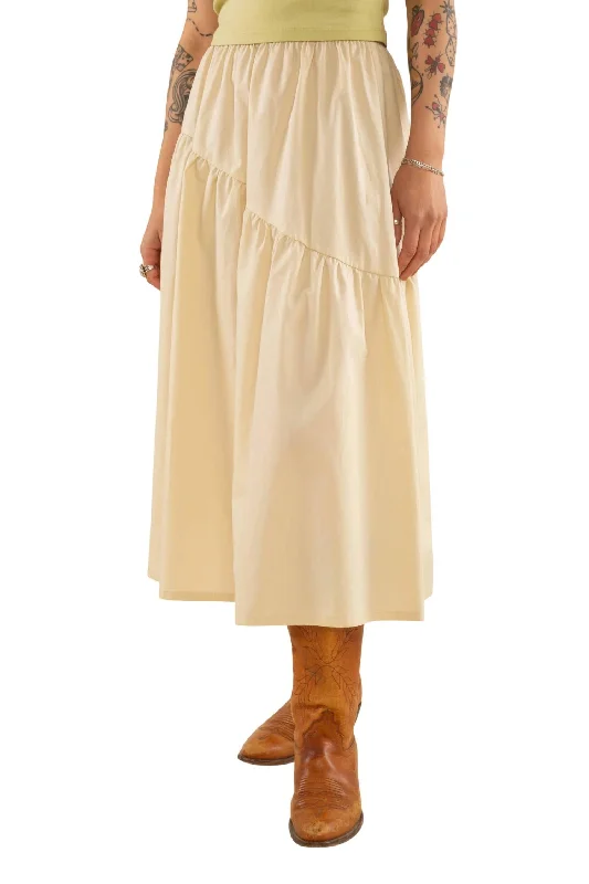 Bohemian bodycon dress for women with relaxed fit and chic look -Danny Midi Skirt In Natural